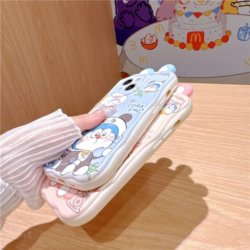 Anime 3D Ear Doraemon Wave Soft Back Phone Case