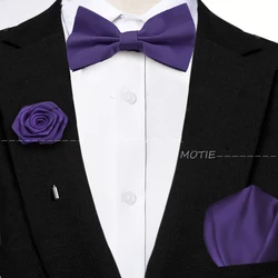 Lilac Handkerchief Set with Bowtie, Cufflinks & Floral Brooch - Elegant Wedding Suit Accessories (45)
