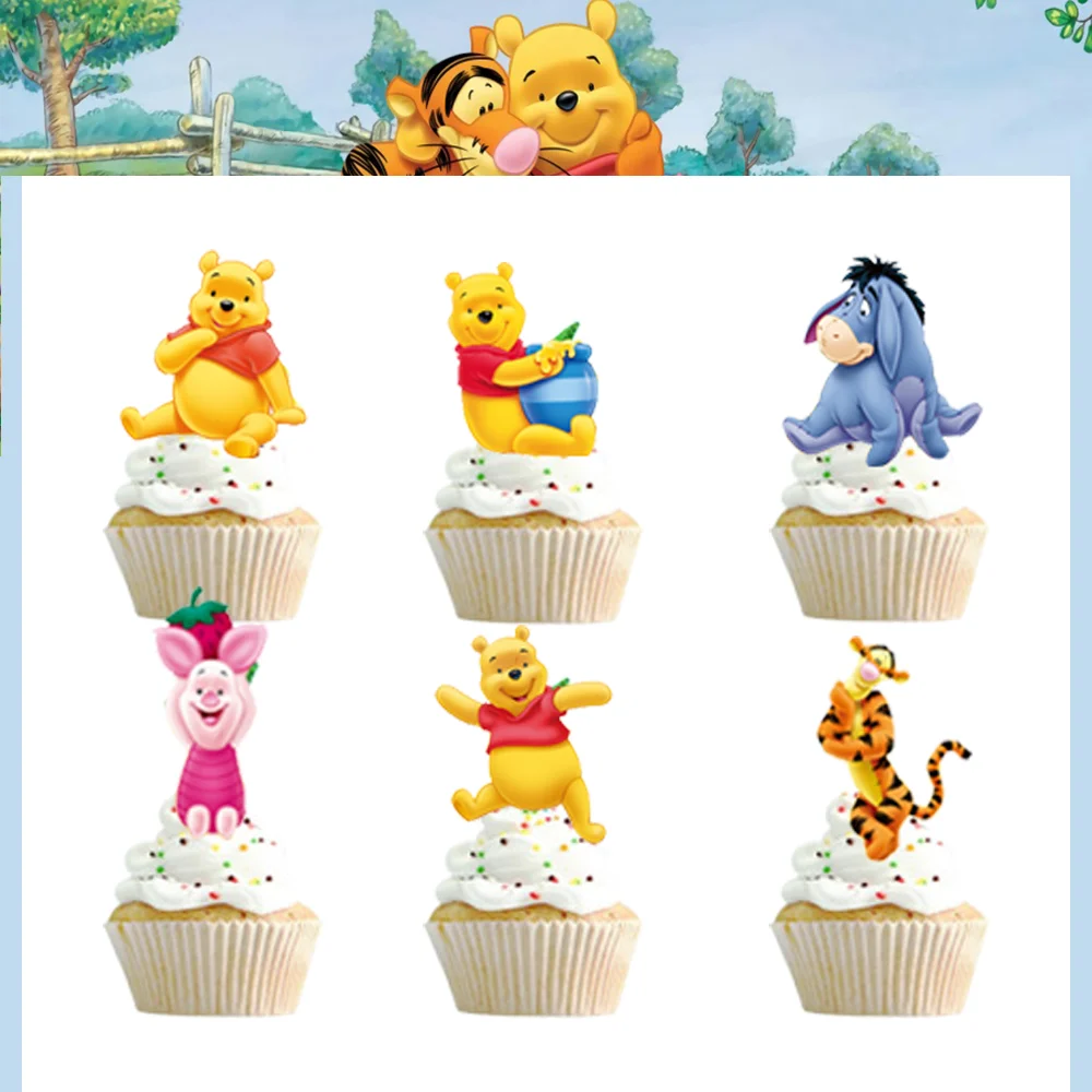 Disney Winnie the Pooh Birthday Party Supplies Cake Toppers Cup Cake Flags Happy Birthday Baby Shower Kids