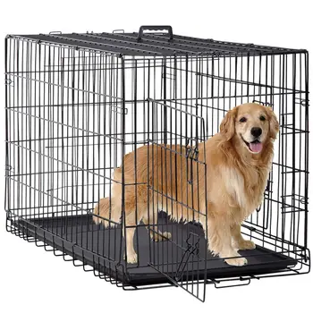 48 Inch Foldable Double Door Dog Crate 1