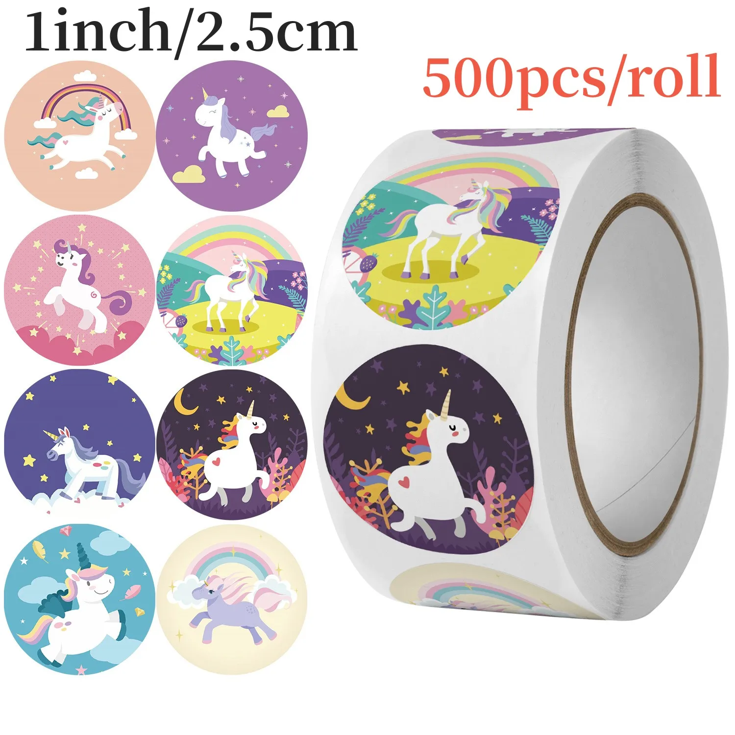 

100-500pcs Cute Cartoon Unicorn Sticker Kids Reward Sticker Gift Decoration Label Teacher Encourage Student Stationery Stickers