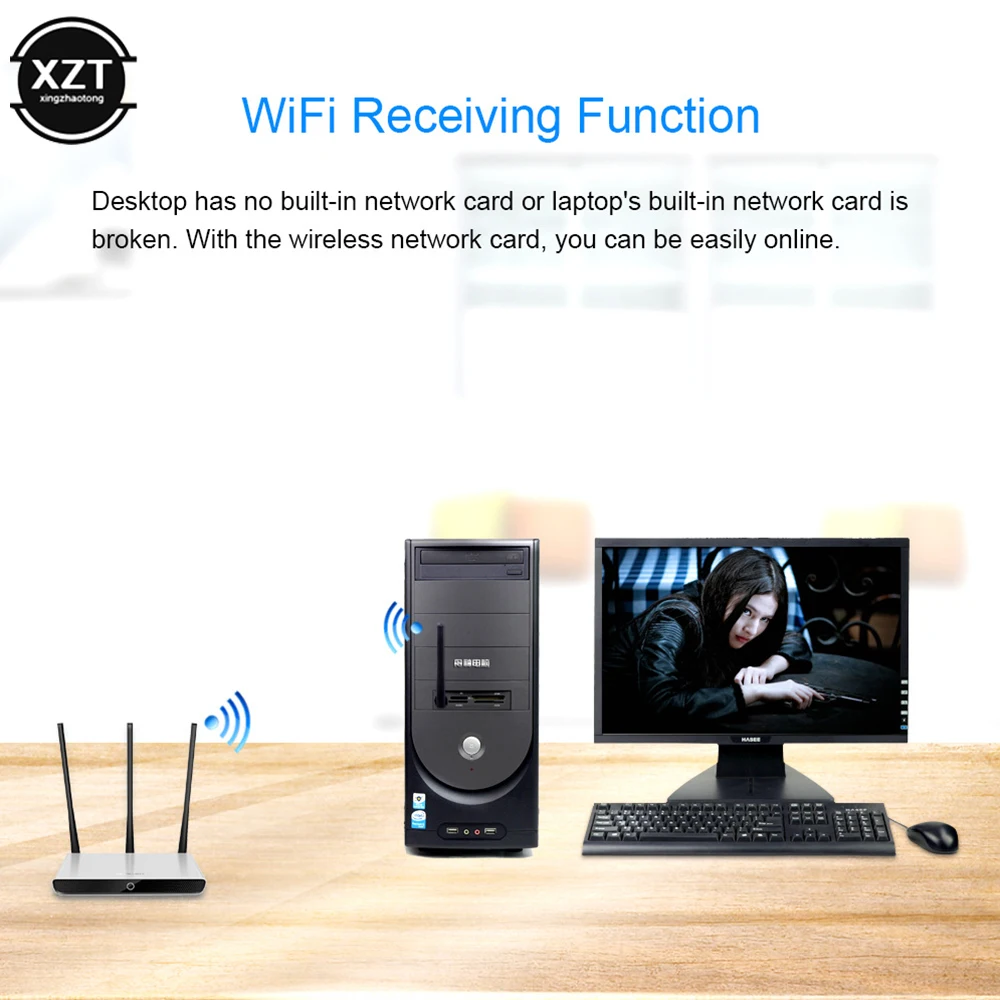150Mbps 무선 네트워크 카드 미니 USB 와이파이 어댑터, LAN 와이파이 수신기 동글 안테나 802.11 b/g/n, PC 윈도우용