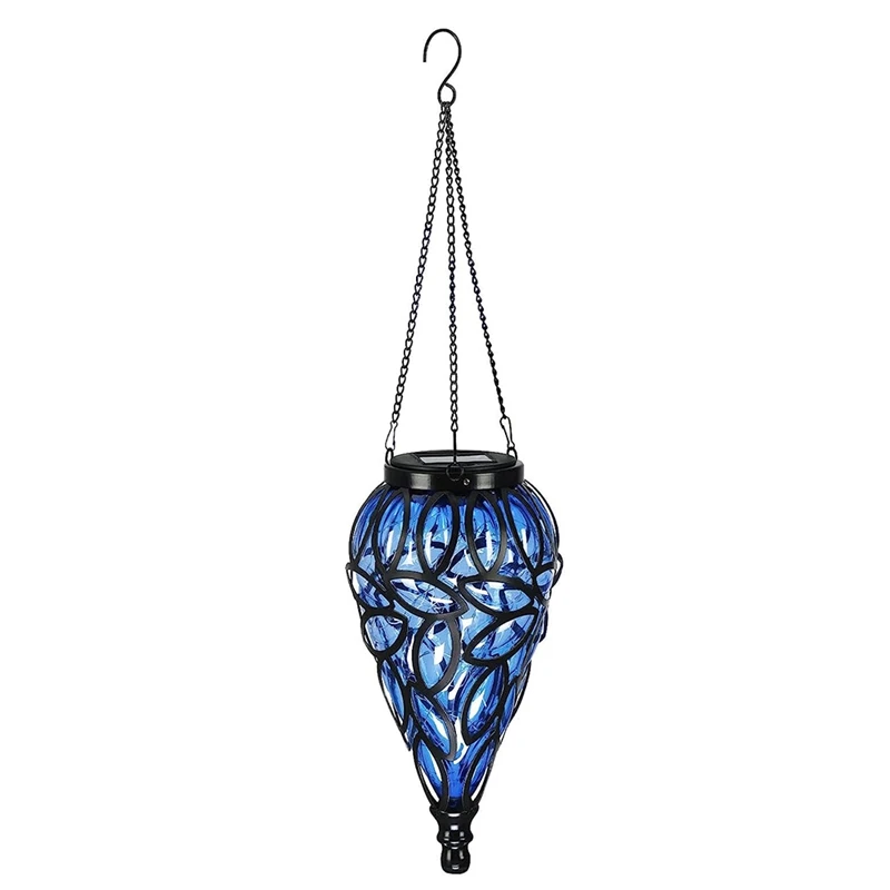 

1 PCS Solar Hanging Lantern Outdoor Lights Tear-Shaped Effect Garden Lantern Outdoor Waterproof Yard, Patio Decor Black&Blue