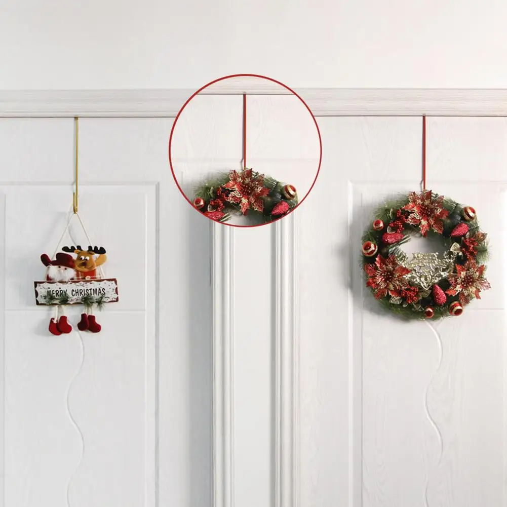 12/15 Inch Front Door Christmas Hook Wreath Hanger Rustproof Ultra-Thin Design Easy Installation Halloween Decoration Holder