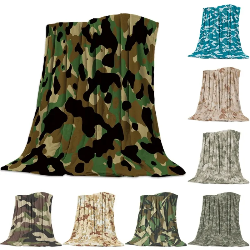 

Camouflage Blankets Bedspread Flannel Fleece Travel Cover Personalized Fleece Durable Comfort Camping Picnic Dorm Blanket Queen