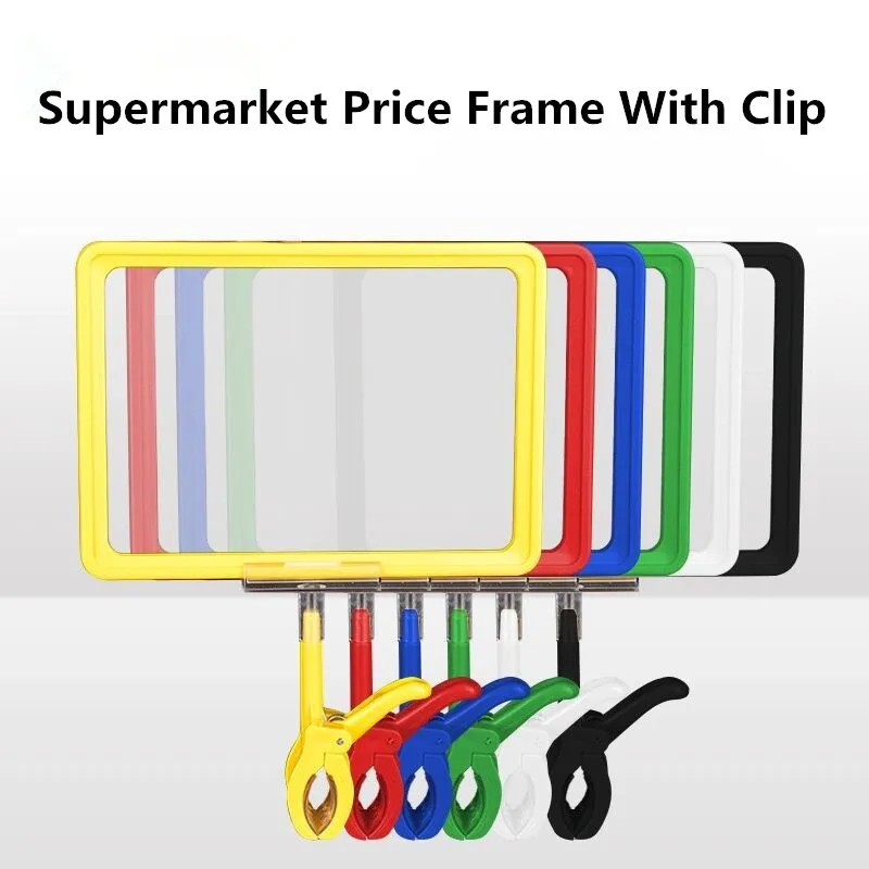 5 Pieces A4 Adjustable Plastic Pop Clips Price Label Card Tag Promotional Advertising Sign Holder Poster Frame Stand Clip plastic label holder erasable pvc card a6 pop clip supermarket price tag display board advertisement sign promotional