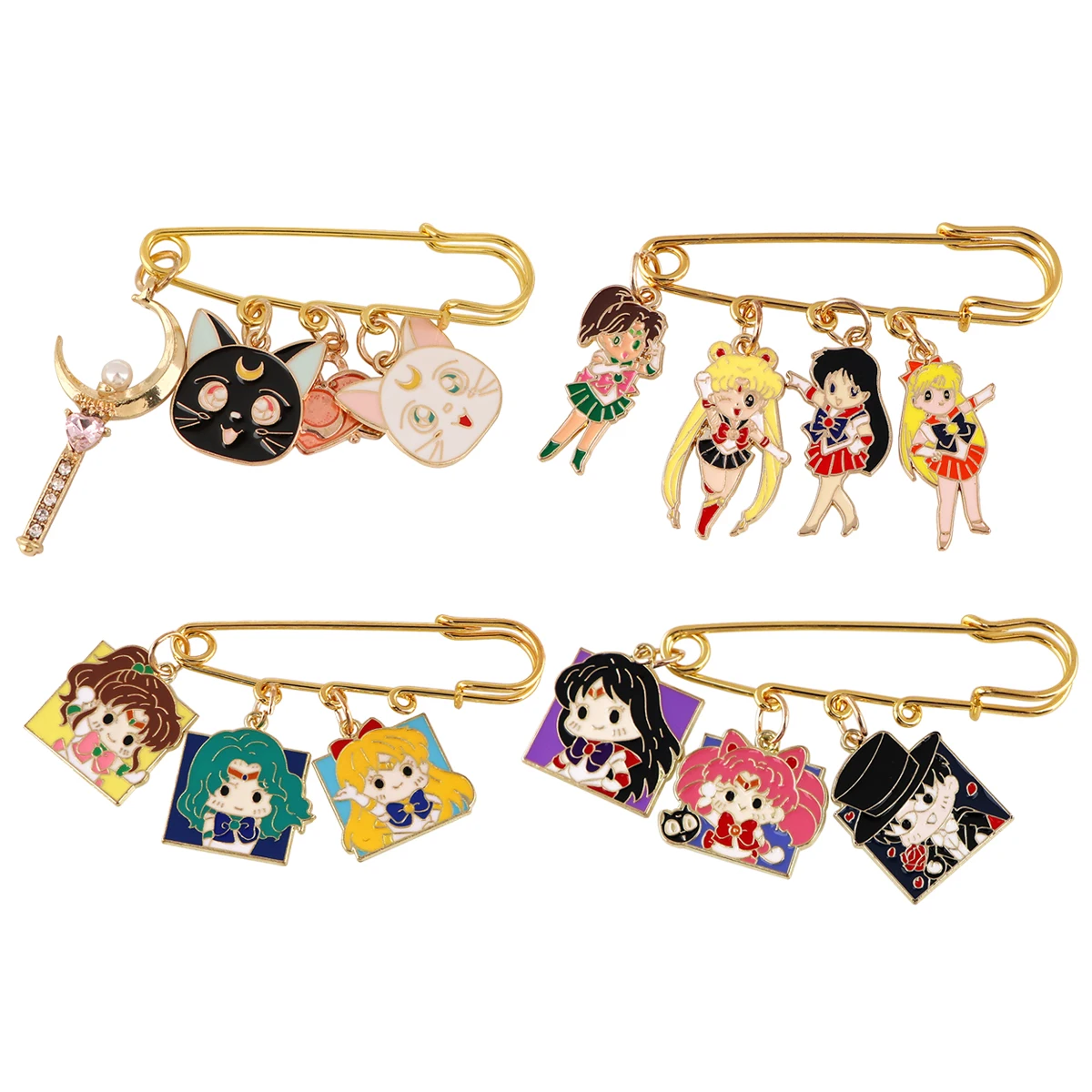 

Anime Moon Girls Brooch Badge Lapel Pins Waist Pin Safety Pin For Jeans Shirts Backpack Badges Cartoon Cats Enamel Pin Toy Gifts
