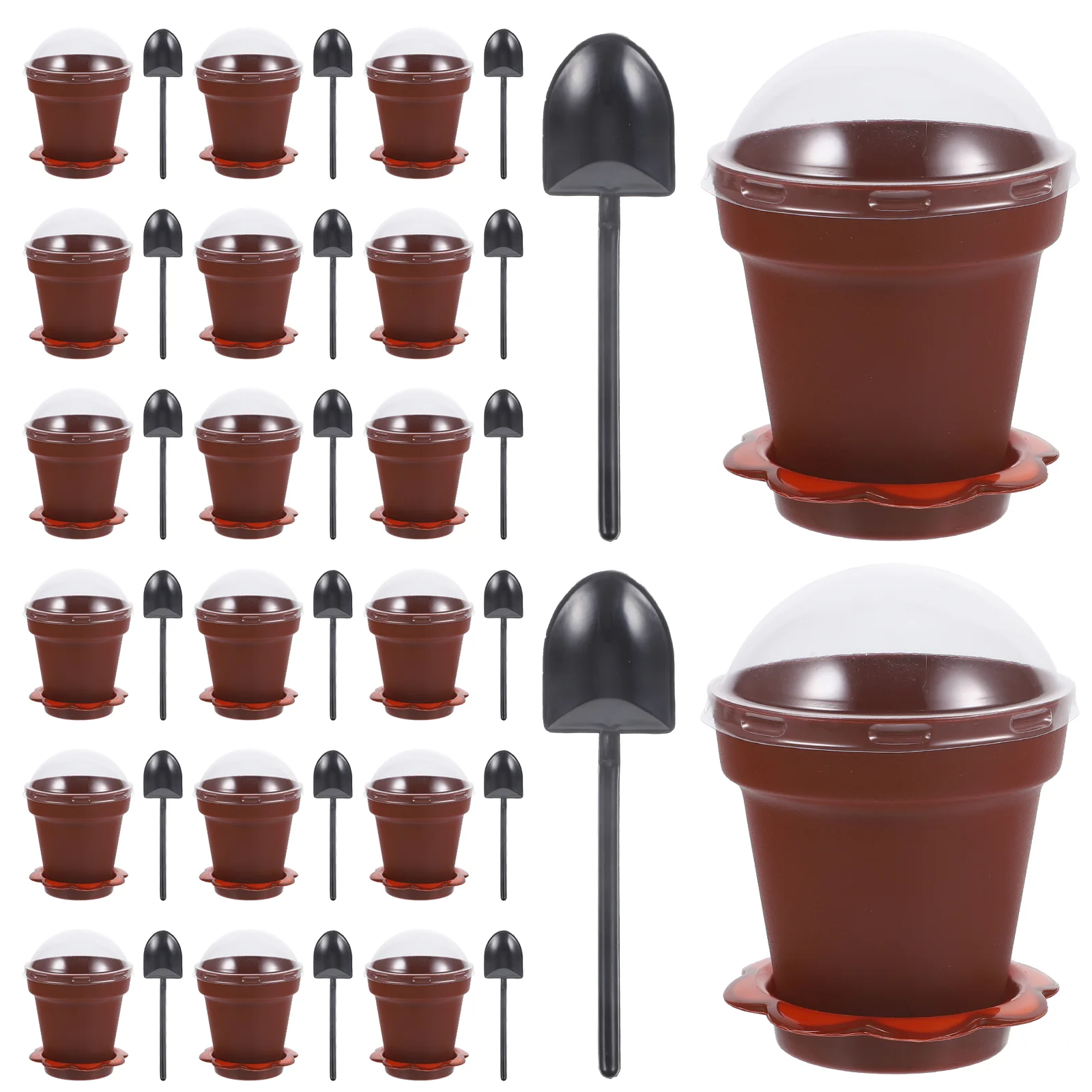 

Plastic Nursery Pot Yogurt Cup Cupcake Cups Parfait Terracotta Soda Lime Glass Flowerpot Cake Cups With Tray 8x7.5cm