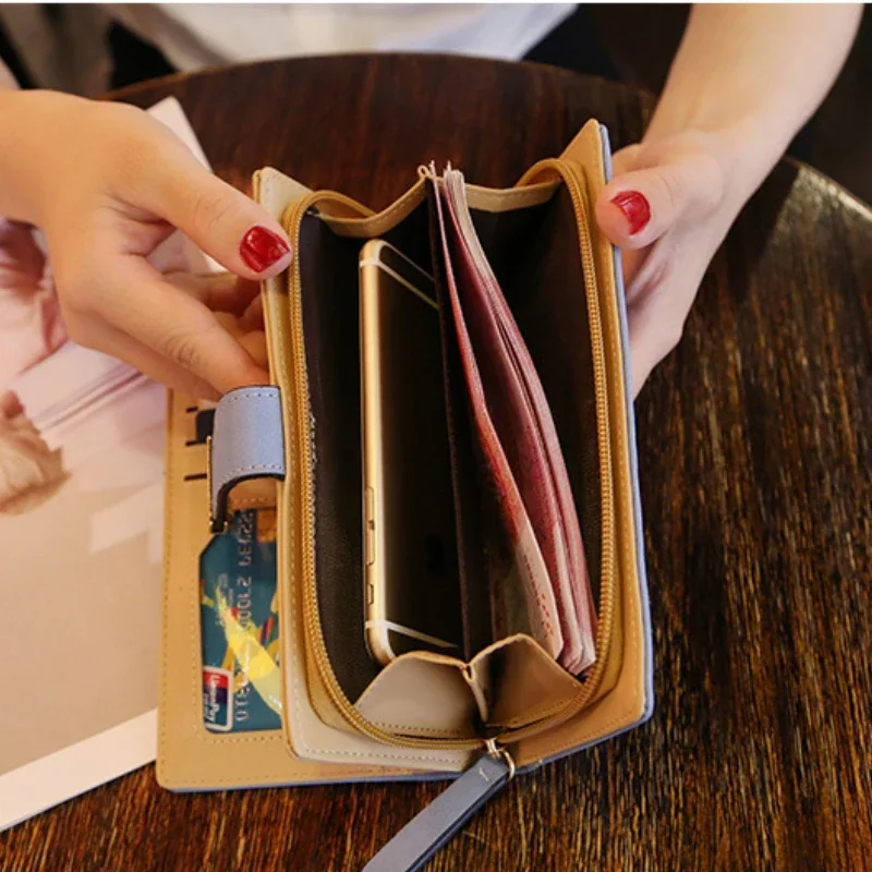 Fashion PU Leather Wallet Purse Women Long Wallet Gold Hollow Leaves Pouch Handbag For Women Coin Purse Card Holders Clutch