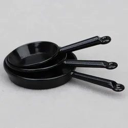 1:12 Dollhouse Miniature Metal Cookware Set - Frying Pan & Casserole (Black)