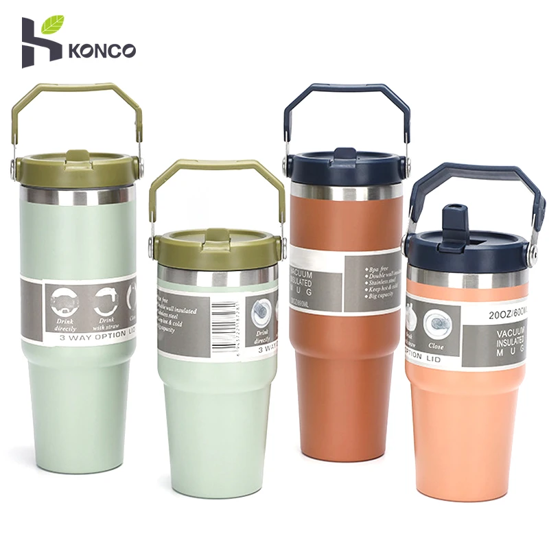 Personalized Tumblers Vacuum Insulated Travel Coffee Mugs - Stainless Steel  Double Wall Thermos COmes with White Silicone Straw and Optional Black  Handle