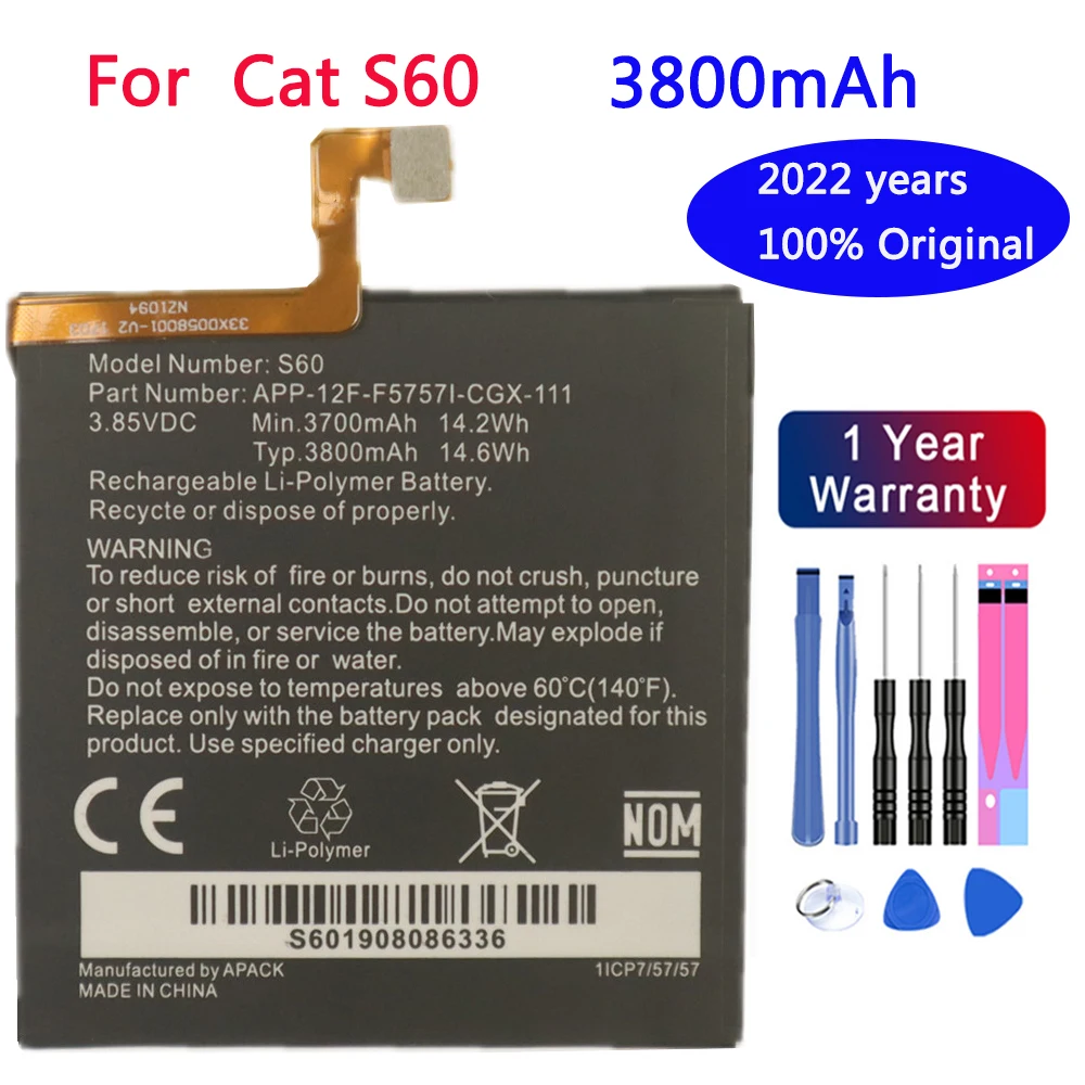 

100% New Original Replacement Battery 3800mah For Caterpillar Cat S60 APP-12F-F57571-CGX-111 batteries Bateria + Free Tools