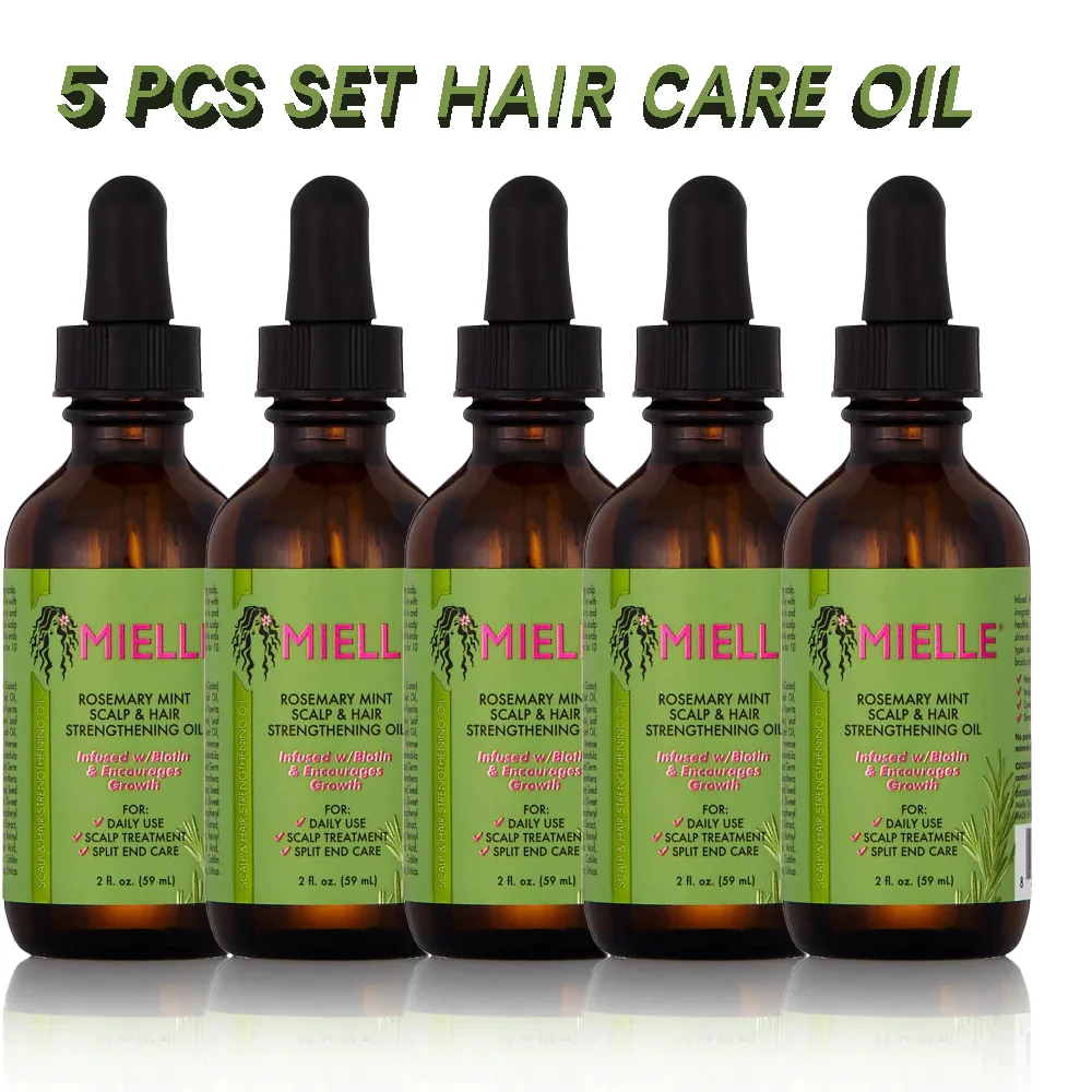 

5PCS Mielle Organics Rosemary Mint Scalp & Hair Strengthening Oil Nourishing Treatment for Split Ends and Dry Essential Oils