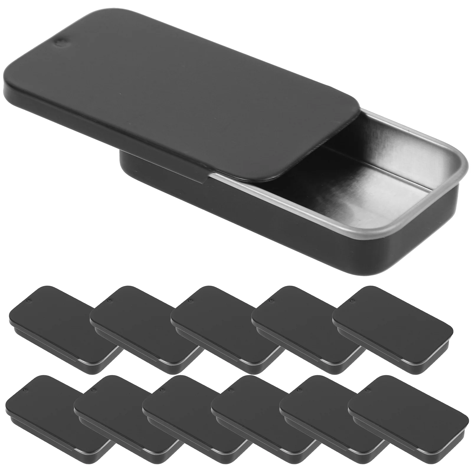 

Mini Black Matte Sliding Cover Push-Pull Tin Box Portable U Disk Chewing Gum Metal Box Small Home Ointment Storage Box