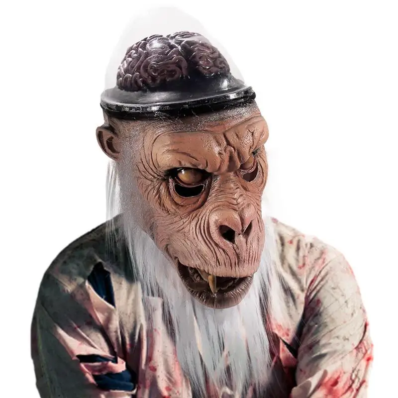 

Scary Halloween Hair Accessories Realistic Gorilla Head Face Cover Realistic Halloween Costume Party Chimp Head Cover