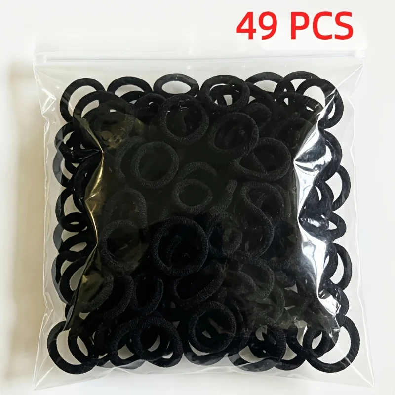 50-Pack Durable Black Hair Ties - High Elastic, Dirt Resistant, Everyday Ponytail Holders