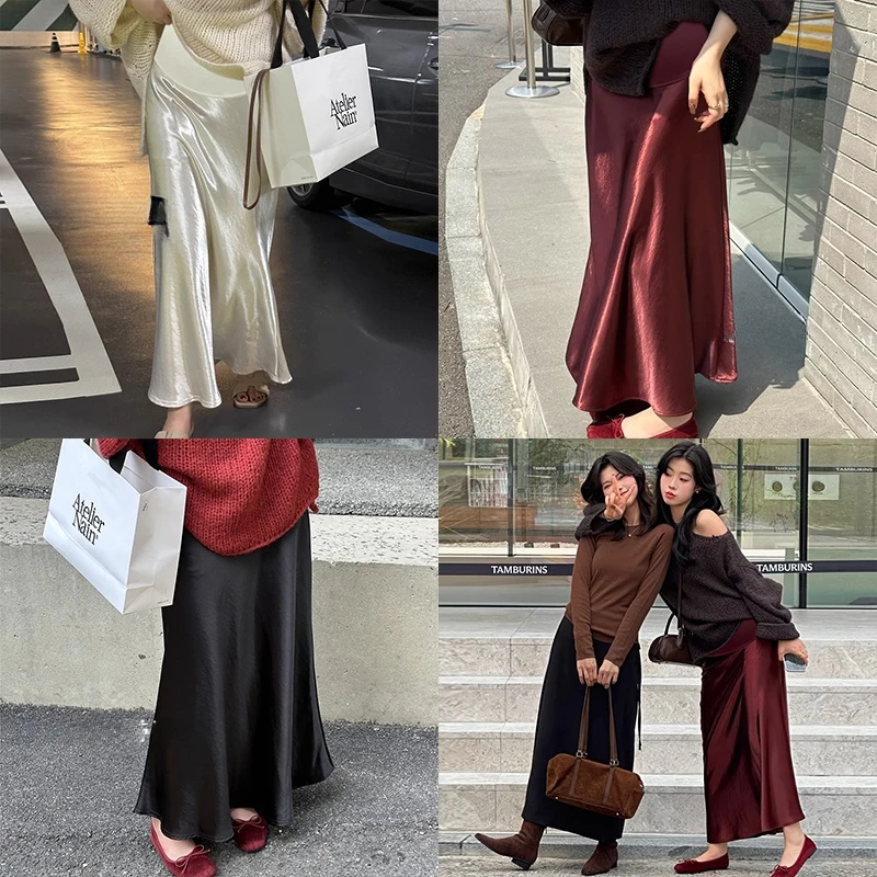 Spring Autumn Maternity Fishtail Skirt Slim Hips Good Quality Satin Skirt Fashion Office Lady Elegant Pregnant Woman Party