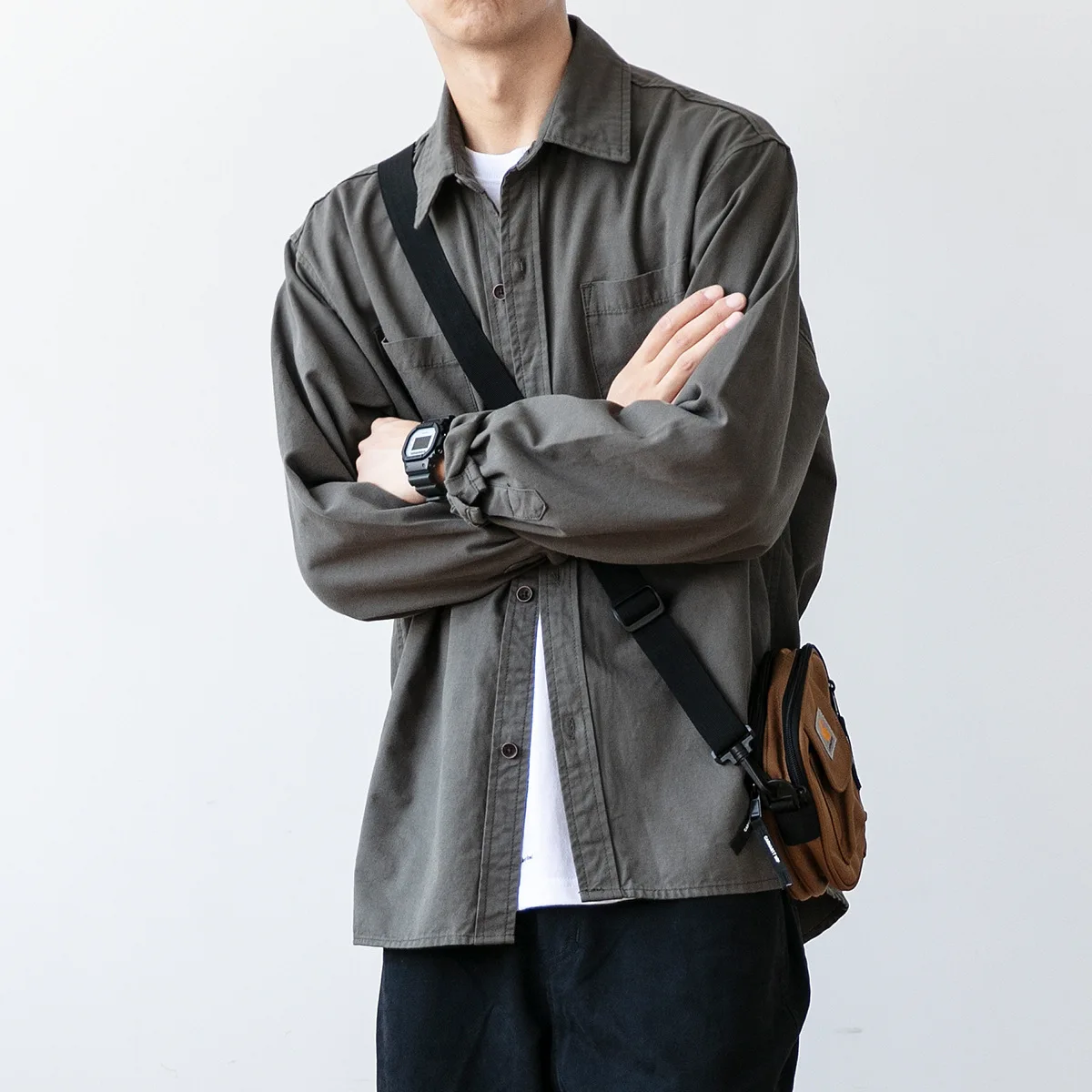 

Cotton Shirt for Men Autumn Summer Casual Vintage Shirt Men Long Sleeve Turn Down Collar Loose Shirt Men Korean Style Clothes