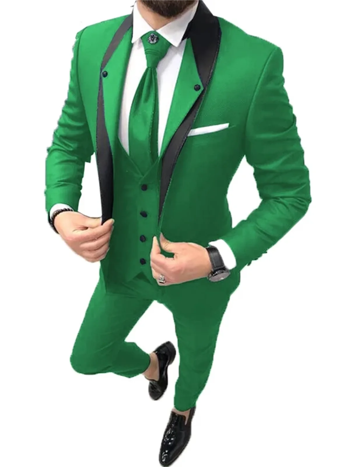 3 Piece High Quality Wedding/Men Suits Slim Fit  Groom Tuxedos Groomsmen Mens  Prom Bridegroom (Jacket+Pants+Vest)