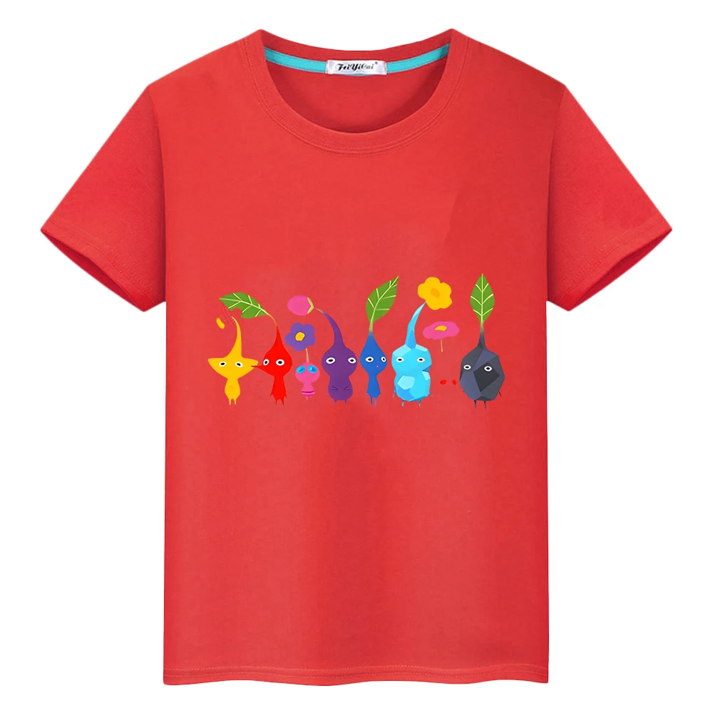 Pikmin Summer Cute 100%Cotton T-shirt cartoons Short Print anime Tees pride tshirt Tops y2k Tshirt kid Day gift boy girl clothes 4