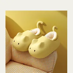 Children's Cotton Shoes Cartoon Cat Non Slip Waterproof Home Lovely Cat Cover Heel Warm Parent Child Indoor Household Shoes