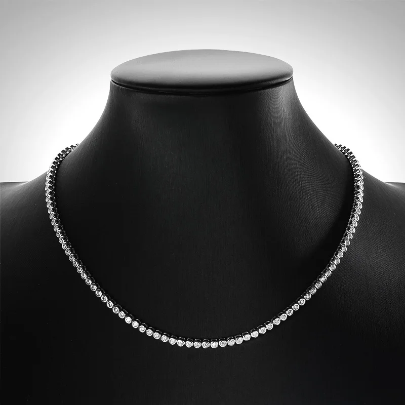 OEVAS 여성용 풀 리얼 모이사나이트 버블 다이아몬드 목걸이, 100% 925 스털링 실버, 스파클링 웨딩 파인 주얼리, 2mm, 3mm