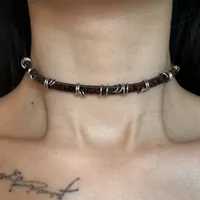 Y2K – collier ras du cou gothique en cuir pour femmes et hommes, chaîne tendance, Vintage, Halloween, bijoux, accessoires, cadeaux 1