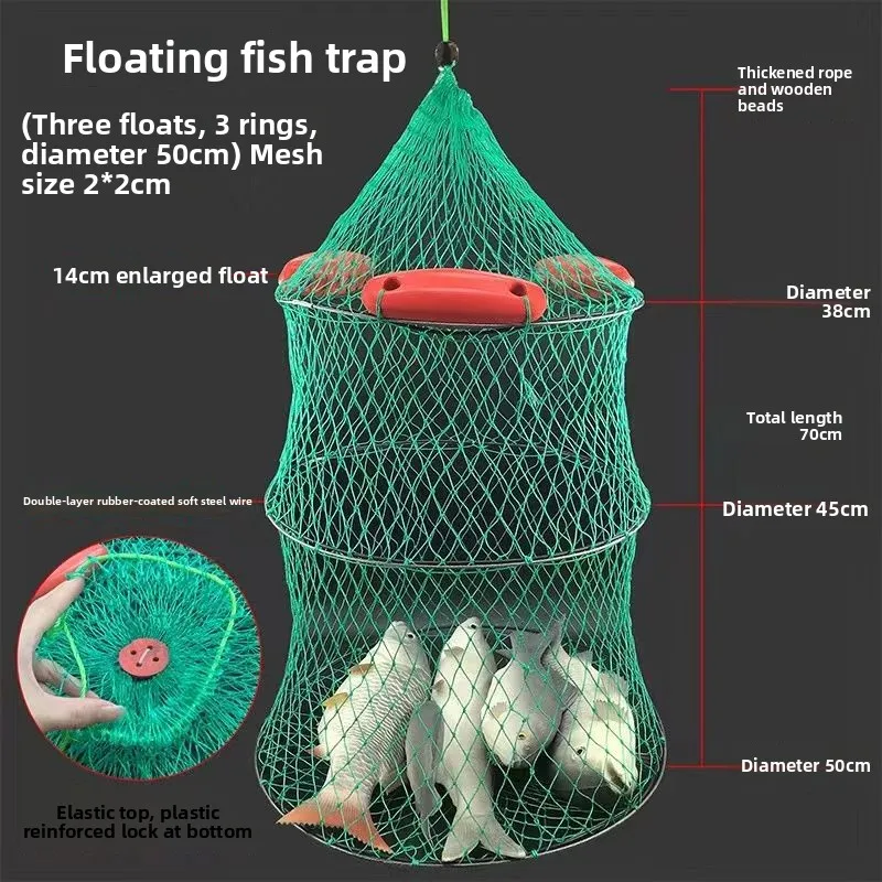 Large Fi Fiing Net Bag Water-floating Sea Fiing Baskets Weaved Nylon Me Portable Fiing Gear for Cam And Travel