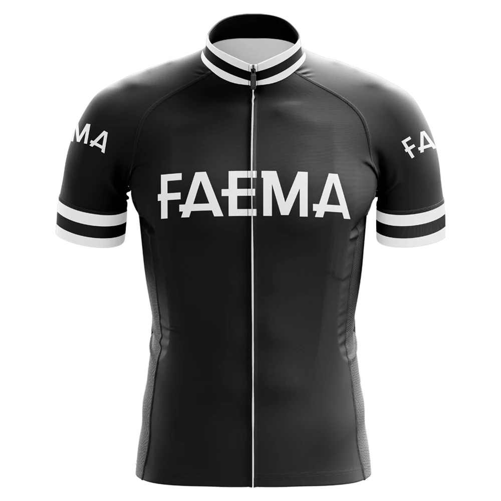 thumbnail image 1 of FAEMA-Conjunto de maillot de ciclismo retro para hombre, pantalones de manga corta, maillot clásico de triatlón y ciclismo de montaña, color negro, 1 of 4