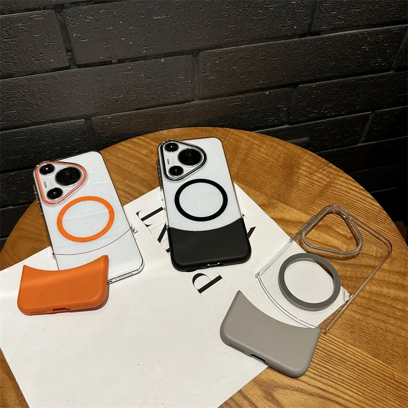 Color Blocked Magnetic Phone Case with Magsafe Wireless Charging and Anti-Fall Protection
