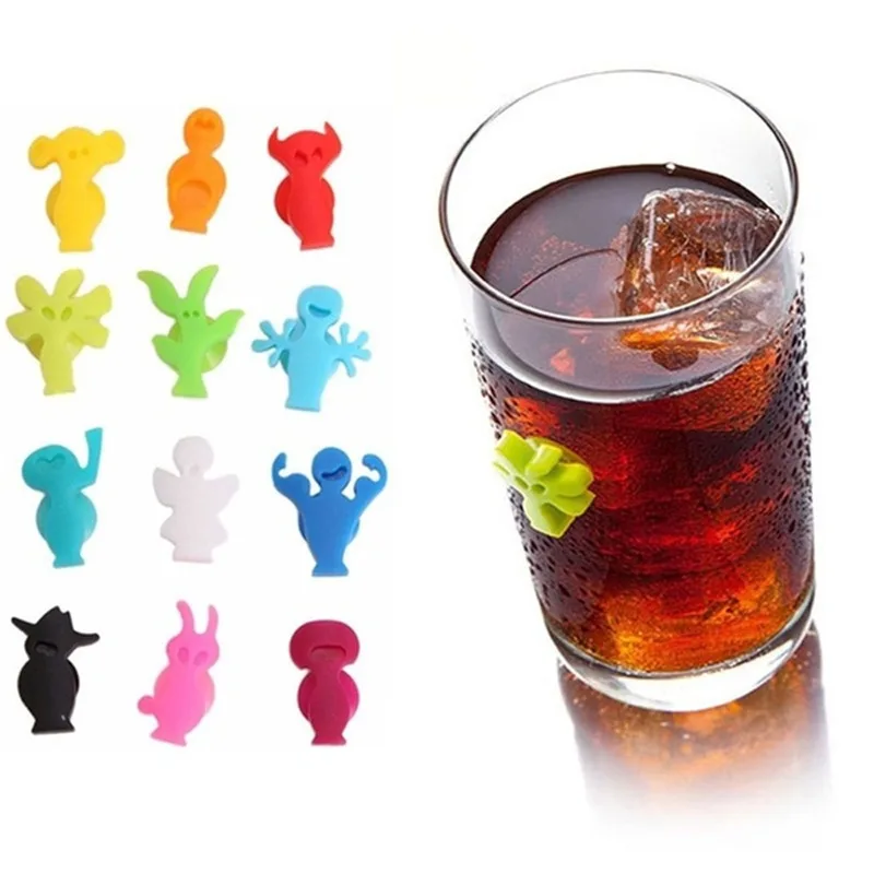 Party Dedicated Animal Suction Cup Wine Glass Silicone Label Silicone Wine Glasses Recognizer Marker Tea Accessories 12PCS