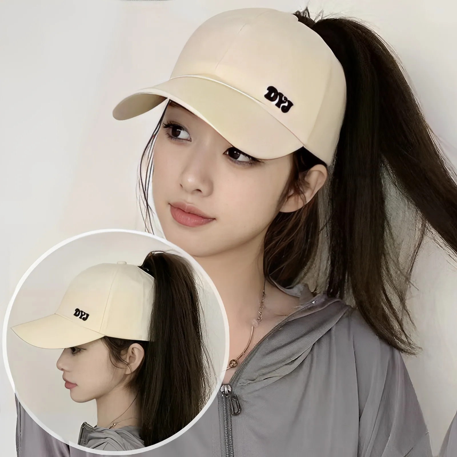 Baseball Cap Sun Hat Summer Women's Empty Top Ponytail Baseball Cap Solid Color Adjustable Outdoor Visor Casual Sports Golf Tour Cap