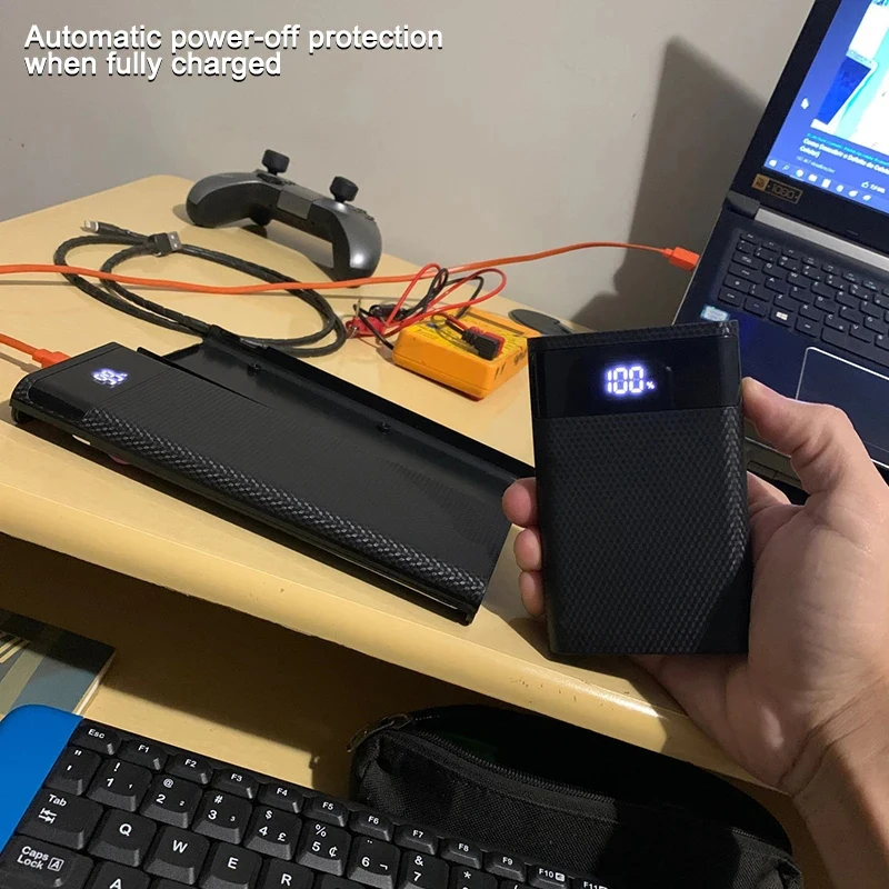 Power bank case upgrade quick charging 22.5W QC PD 3.0 type c 4/8/10*18650 battery holder charging box phone charger