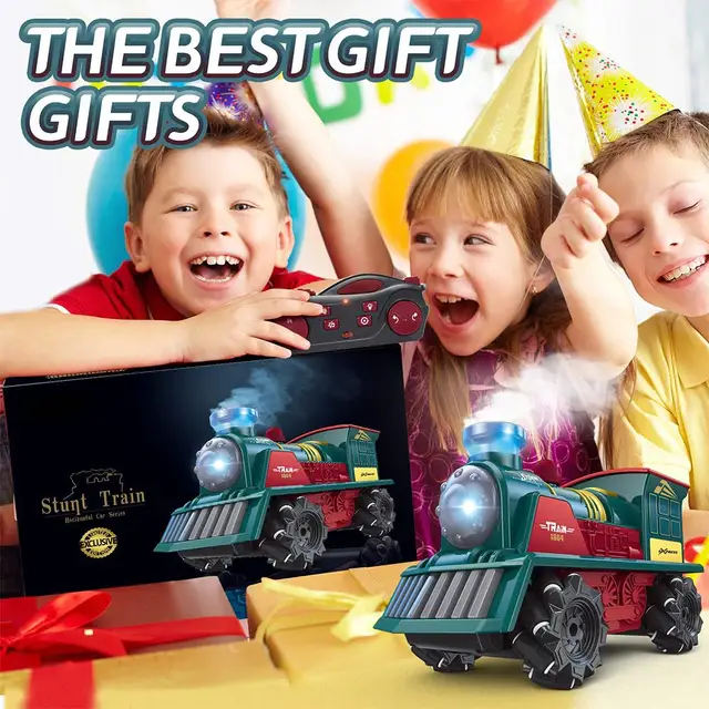2.4G Remote Control Electric Train Remote Control Stunt Rotating Drift Car Side Driving With Spray Track Light Sound Effect Toy 3
