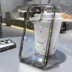 Elegant Love Heart Clear Shockproof Phone Case - Soft Protective Cover for iPhone 14 Plus (Black TL97)