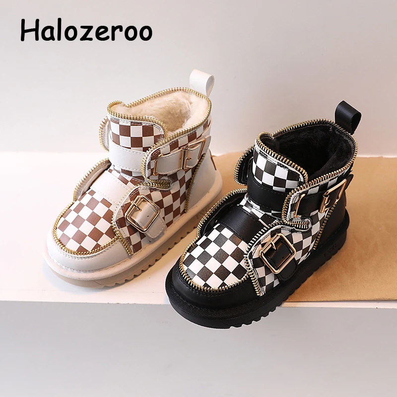 

Winter New Kids Snow Boots Baby Girls Brand Leather Shoes Toddler Black Fashion Boots Children Ankle Shoes Boys Waterproof Shoes