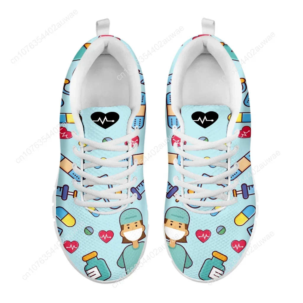 Scarpe da ginnastica per infermiere medico da donna stampa ospedaliera medica appartamenti in rete leggera da donna Casual prima