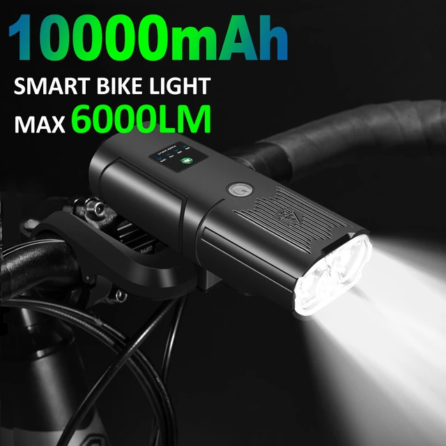 Faro LED de alta potencia para bicicleta, linterna recargable por USB,  batería Digital, 10000mAh, 6-12LED, 5000LM - AliExpress