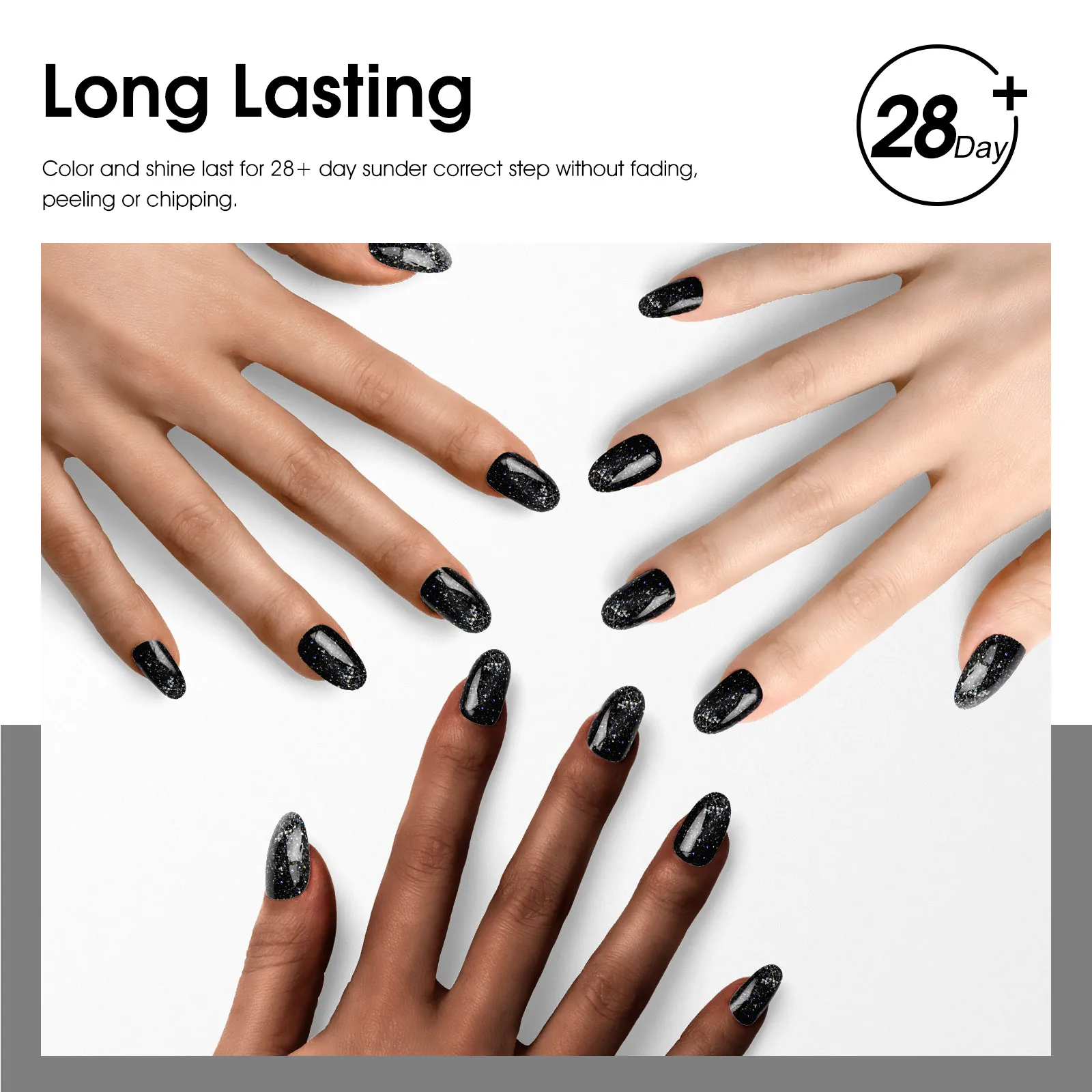 CANNI HEMA FREE Gel Nail Polish Black Glitter Diamond Sparkle Gorgeous Color Long Lasting Soak Off UV LED Gel Lacquer Super Top 5