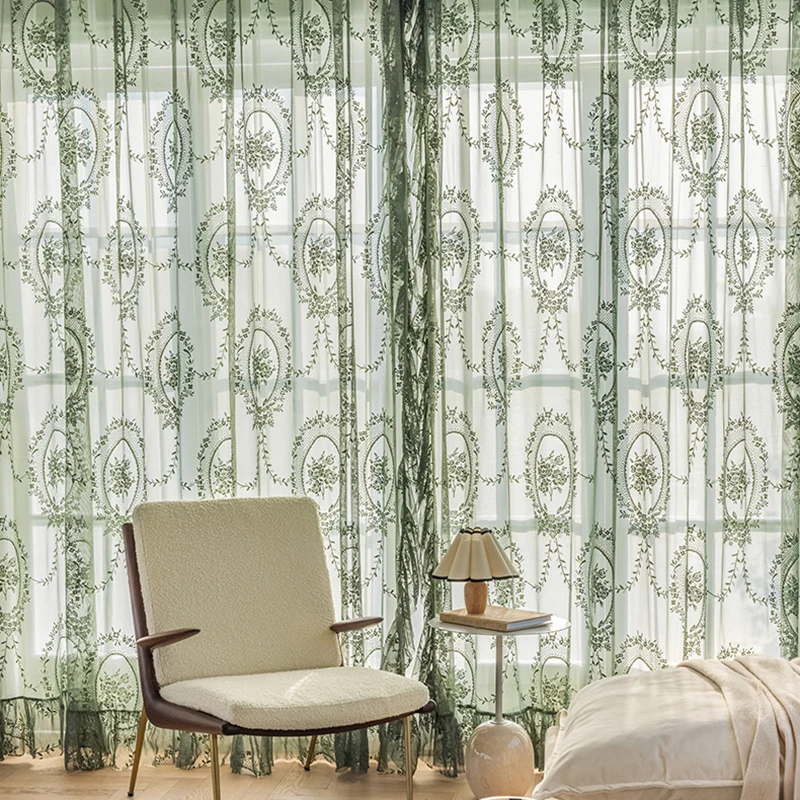 Tende Voile Trasparenti 106x35 Cm | 2 Pezzi | Verde Salvia | Filtra Luce | Per Interni | Tasca Per Asta