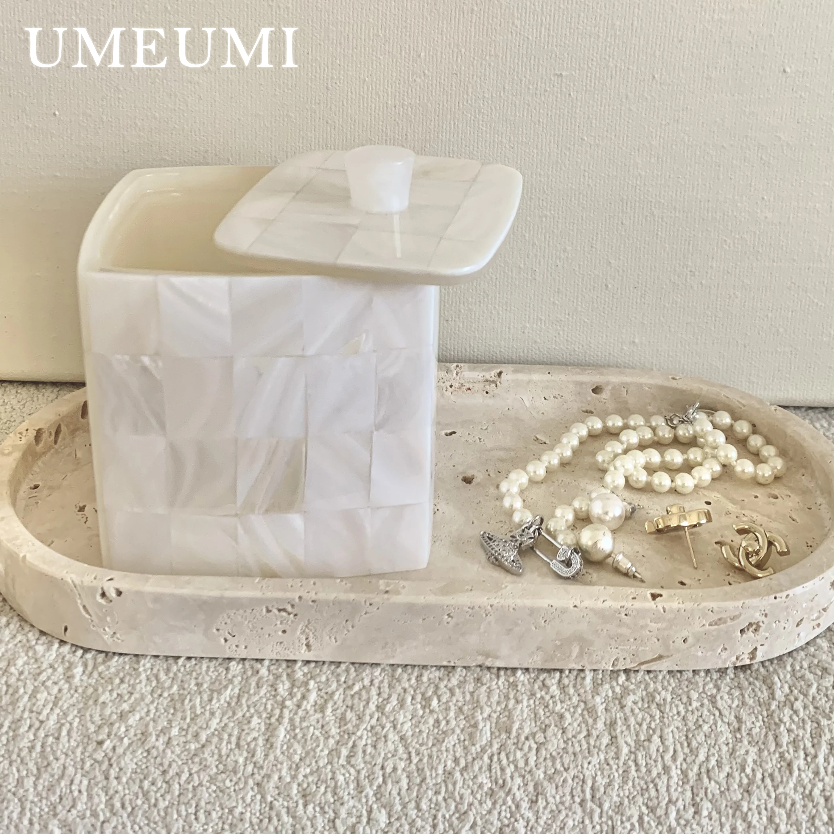 화이트 쉘 쥬얼리 항아리, 뚜껑이 있는 진주 상자의 어머니, 귀걸이 목걸이, 가정 장식, 진주층 상자, 면봉 케이스, 치실