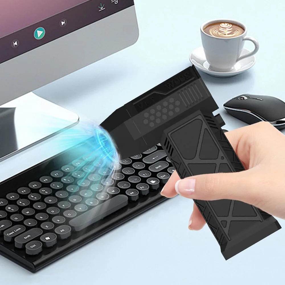 130000RPM Mini Turbo Fan USB Rechargeable Electric Air Duster with Brush & Nozzle Wireless Dust Blower for Outdoor Use