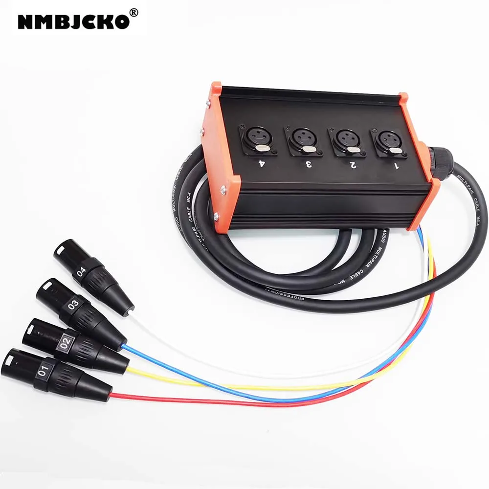 4 way Stage Studio Wall Mountable Box. XLR Multicore Snake Cable with 4