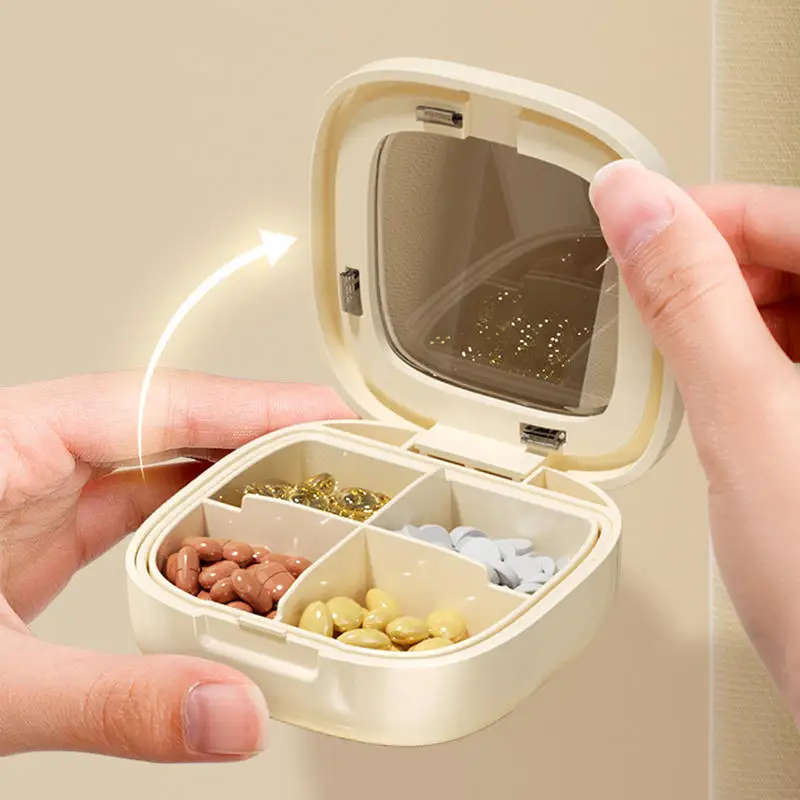 4/6 Grids Pill Subpackage Storage Cases Silicone Sealing Ring Moisture-proof Travel Portable Small Distribution Medicine Box