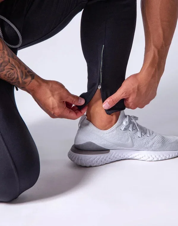 New Men's Fitness Running Training Slim Fit Pants Belted Sporty Casual Sweatpants Long Sports Pants for Active Lifestyle