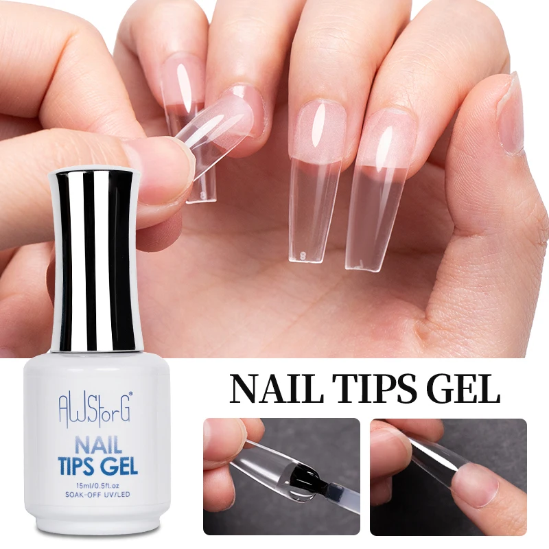 15ML Nail Tips Glue Gel For Falses Nail Tips Fast Extension 3 IN 1 Function Nails Art Transparent Gel Polish Soak Off UV