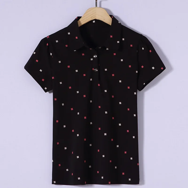 

Summer lapel print with polo shirt casual lapel lady gray22
