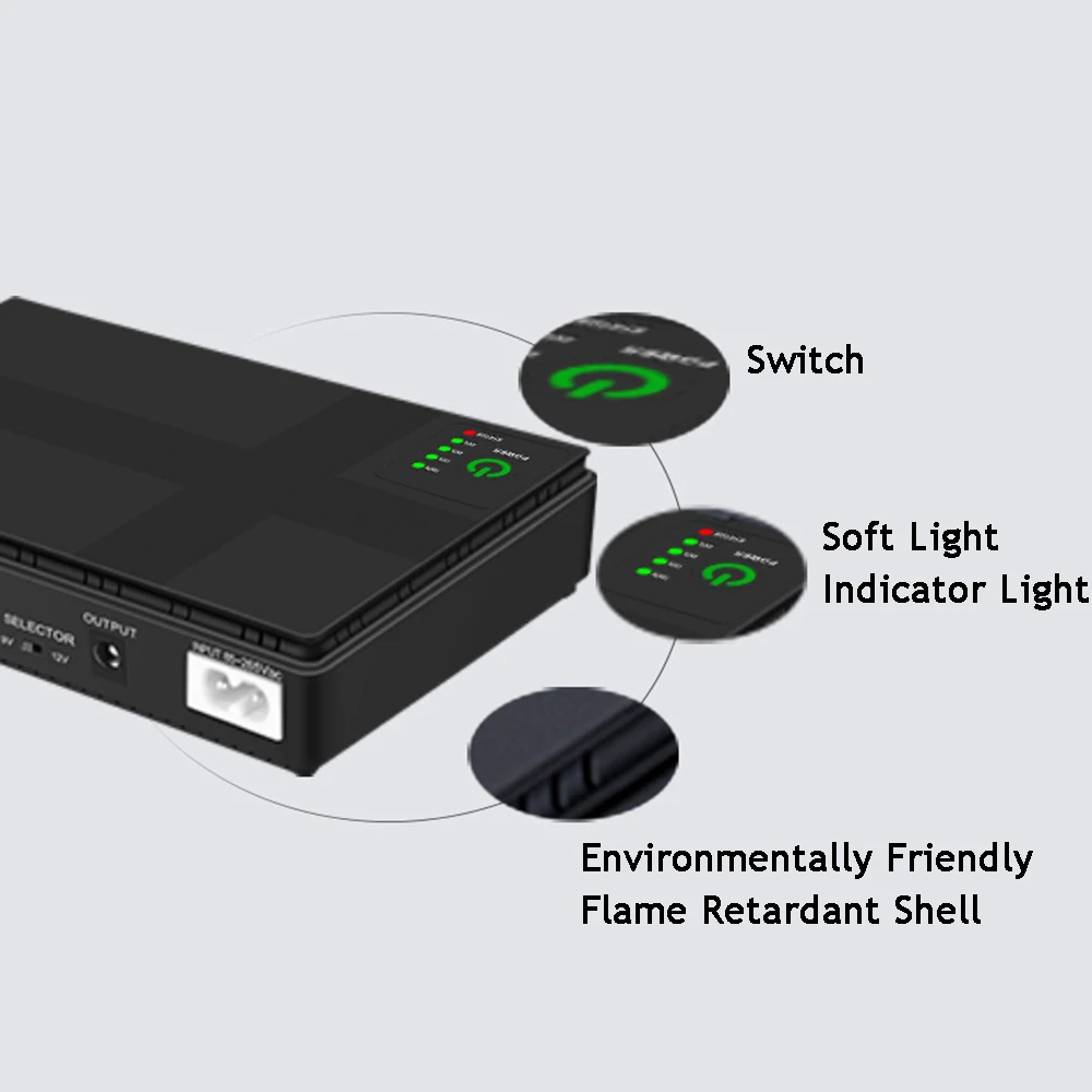 DC1036P 36W UPS Backup Power Supply For Router Optical Cat Monitor Phone 5V9V12V24V DC UPS Uninterruptible Power Supply 10400MAH