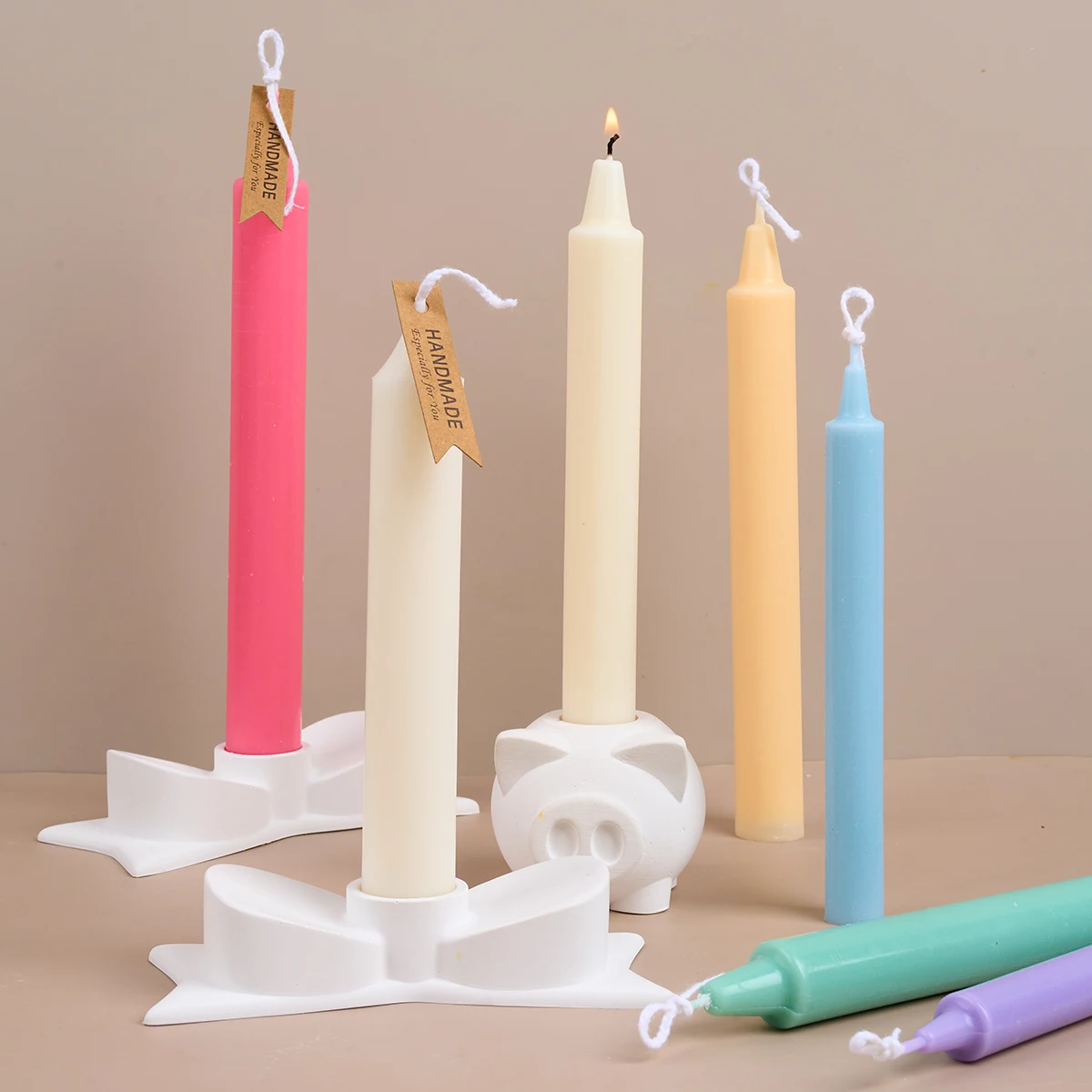 Silicone Candle Mold Long Rod DIY Aromatic Wax Stick Taper Handmade Gifts Home Table Decor