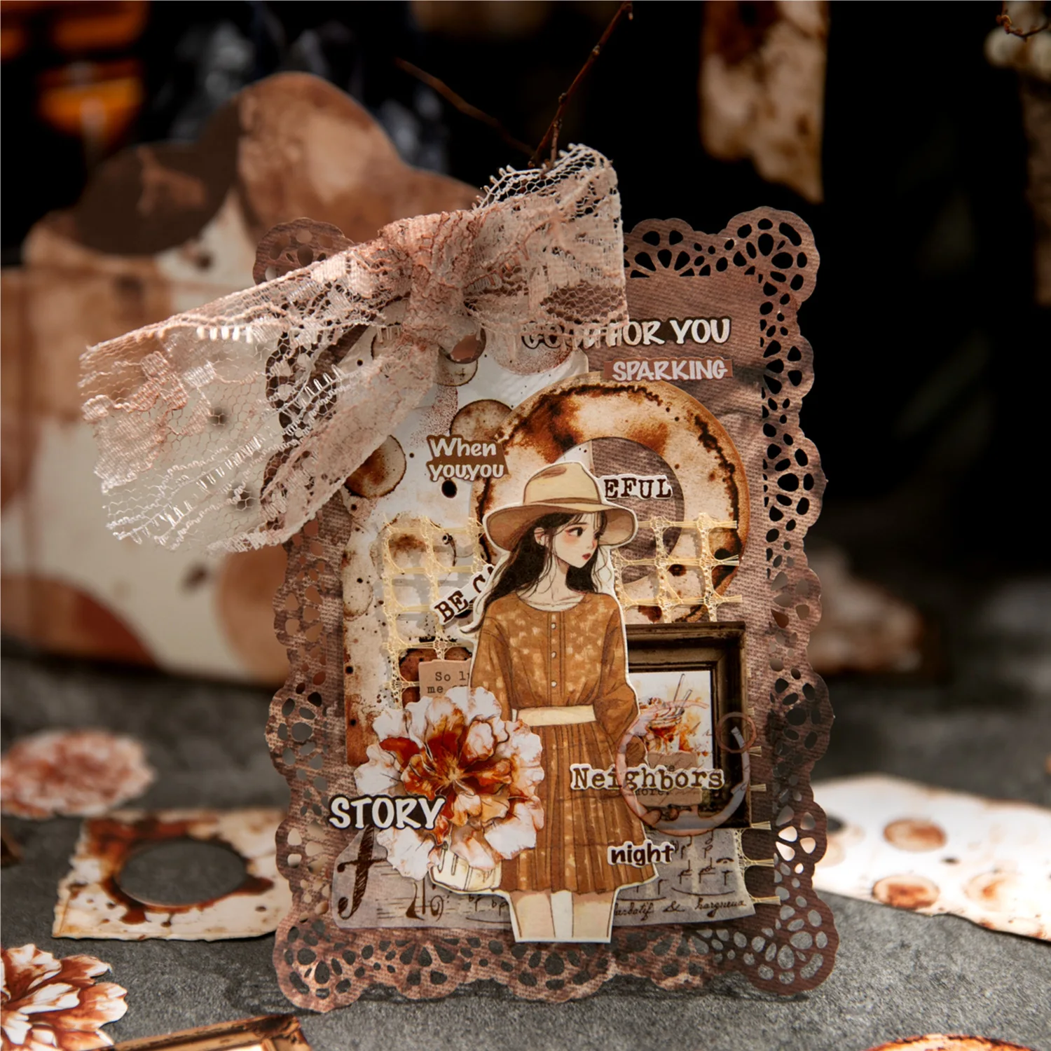 158 ピース/ロットメモパッド素材紙時間賞賛ジャンクジャーナル日記